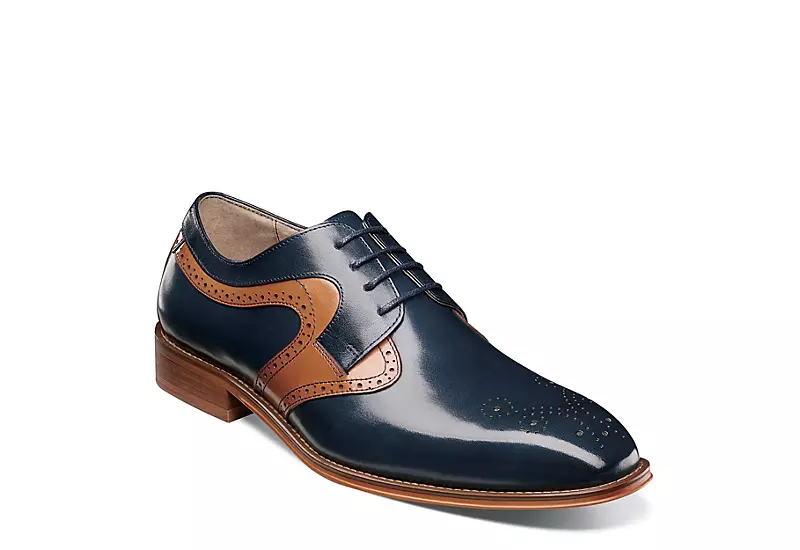 Stacy Adams Mens Palmer Plain Toe Medallion Oxford - Navy 1 Stacy Adams Mens Palmer Plain Toe Medallion Oxford - Navy