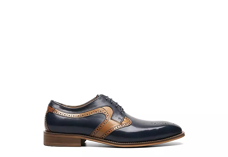 Stacy Adams Mens Palmer Plain Toe Medallion Oxford - Navy 2 Stacy Adams Mens Palmer Plain Toe Medallion Oxford - Navy - Image 2