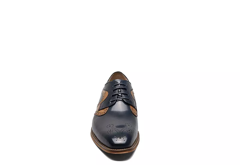 Stacy Adams Mens Palmer Plain Toe Medallion Oxford - Navy 3 Stacy Adams Mens Palmer Plain Toe Medallion Oxford - Navy - Image 3