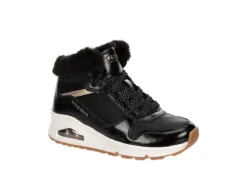 Skechers Girls Uno Cozy On Air Sneaker - Black