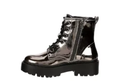 Steve Madden Girls Jrockk Combat Boot - Silver -Fami Shoes Sales US 01 702608 03
