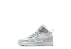 Nike Girls Court Borough 2 Mid Top Sneaker - Platinum -Fami Shoes Sales US 01 808056 02