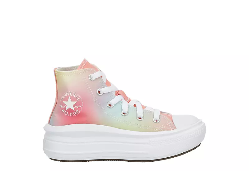 Converse Girls Chuck Taylor All Star Move High Top Sneaker - Pink 2 Converse Girls Chuck Taylor All Star Move High Top Sneaker - Pink - Image 2