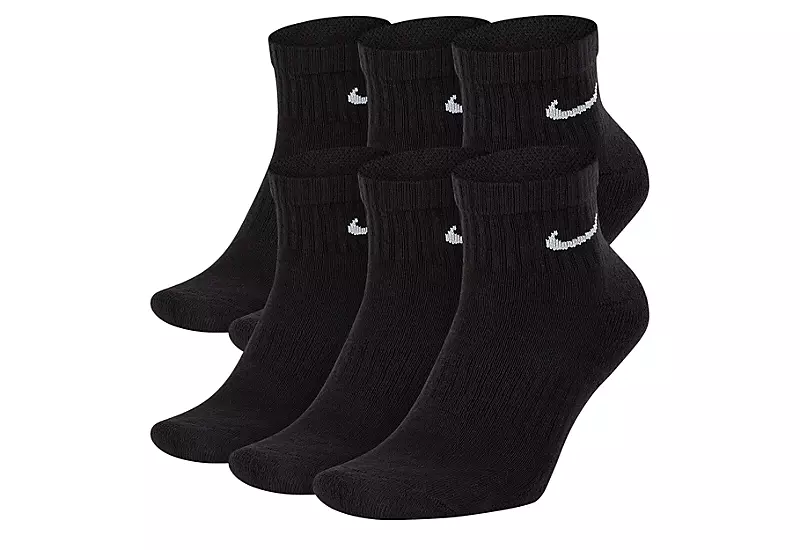 Nike Boys Everyday Cushion Quarter Socks 6 Pairs - Black 1 Nike Boys Everyday Cushion Quarter Socks 6 Pairs - Black