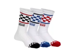 Vans Boys 3pk Checker Band Crew Socks - White