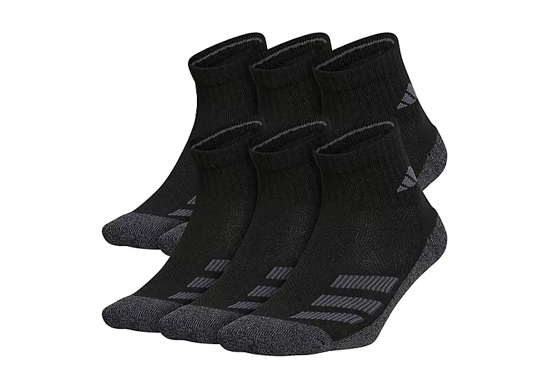 Adidas Boys Cushioned Angle Stripe Quarter Socks 6 Pairs - Black 1 Adidas Boys Cushioned Angle Stripe Quarter Socks 6 Pairs - Black