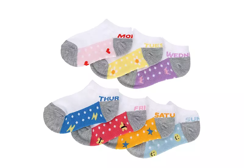 Ladeda Girls Days Of The Week Polka Dot No Show Socks 7 Pairs - Assorted 1 Ladeda Girls Days Of The Week Polka Dot No Show Socks 7 Pairs - Assorted