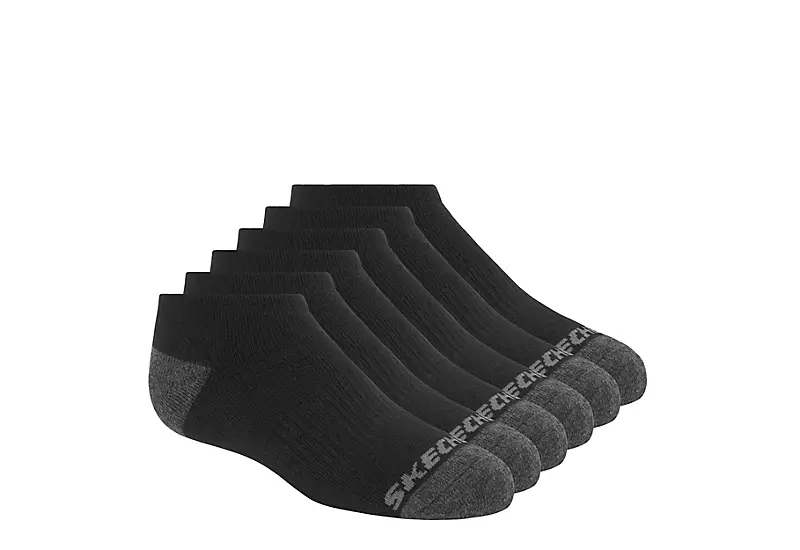 Skechers Boys No Show Socks 6 Pairs - Black 1 Skechers Boys No Show Socks 6 Pairs - Black