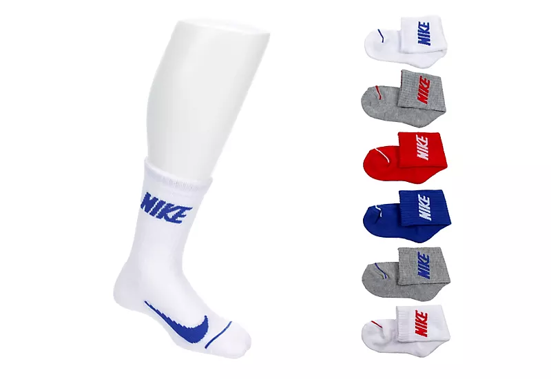 Nike Boys Toddler Crew Socks 6 Pairs - Blue 1 Nike Boys Toddler Crew Socks 6 Pairs - Blue